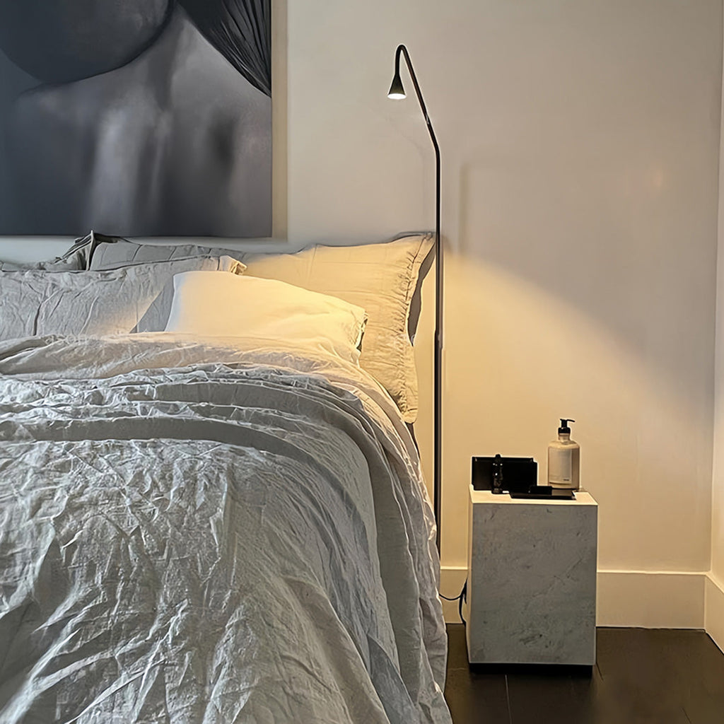 Black and Gold LED Minimalist Floor Lamp - Modern Reading Light