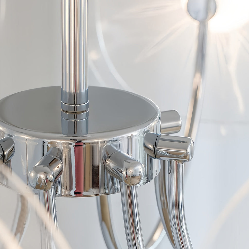 Acrylic LED Chandelier with Chrome Accents - Modern Multi-Head Ceiling Light