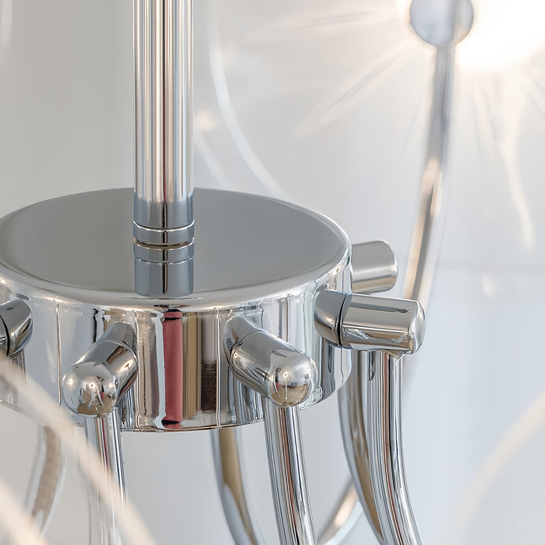 Acrylic LED Chandelier with Chrome Accents - Modern Multi-Head Ceiling Light