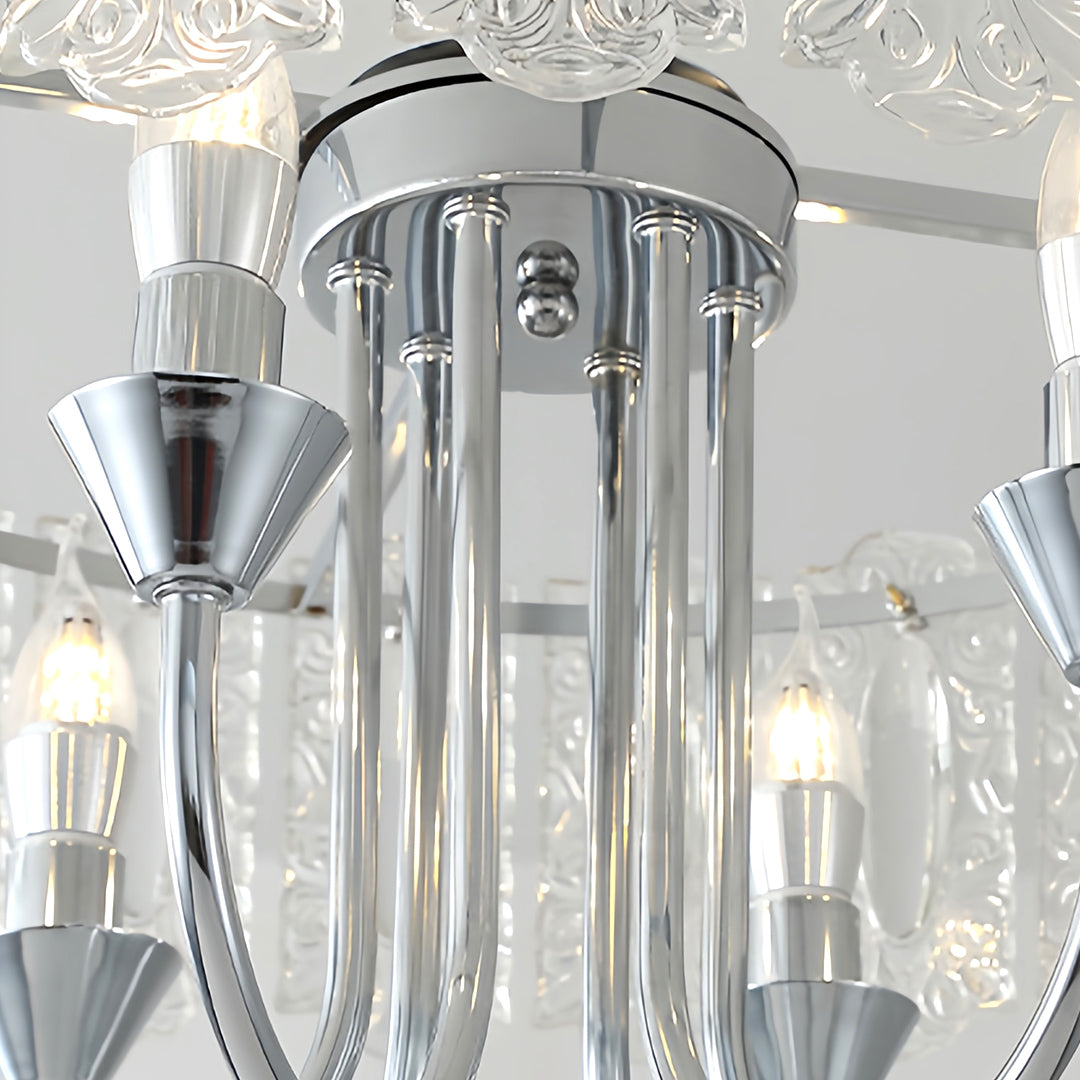 French Iron Chandelier Chrome Ceiling Light - Chic Metal Island Fixture