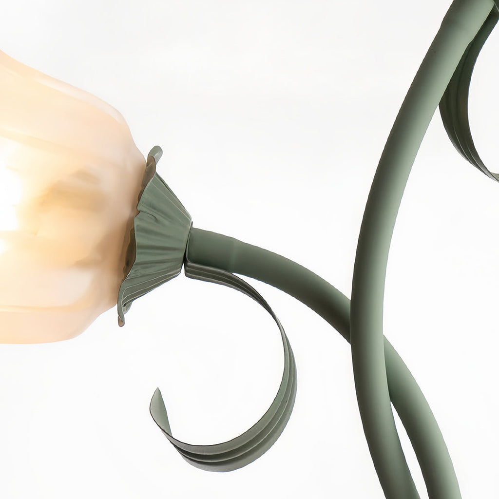 French Country Flower Floor Lamp - Green Artistic Iron Design