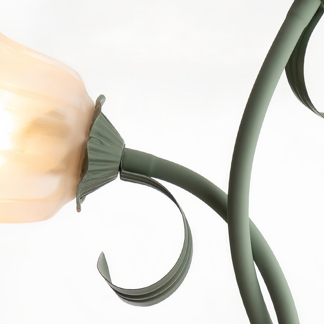 French Country Flower Floor Lamp - Green Artistic Iron Design