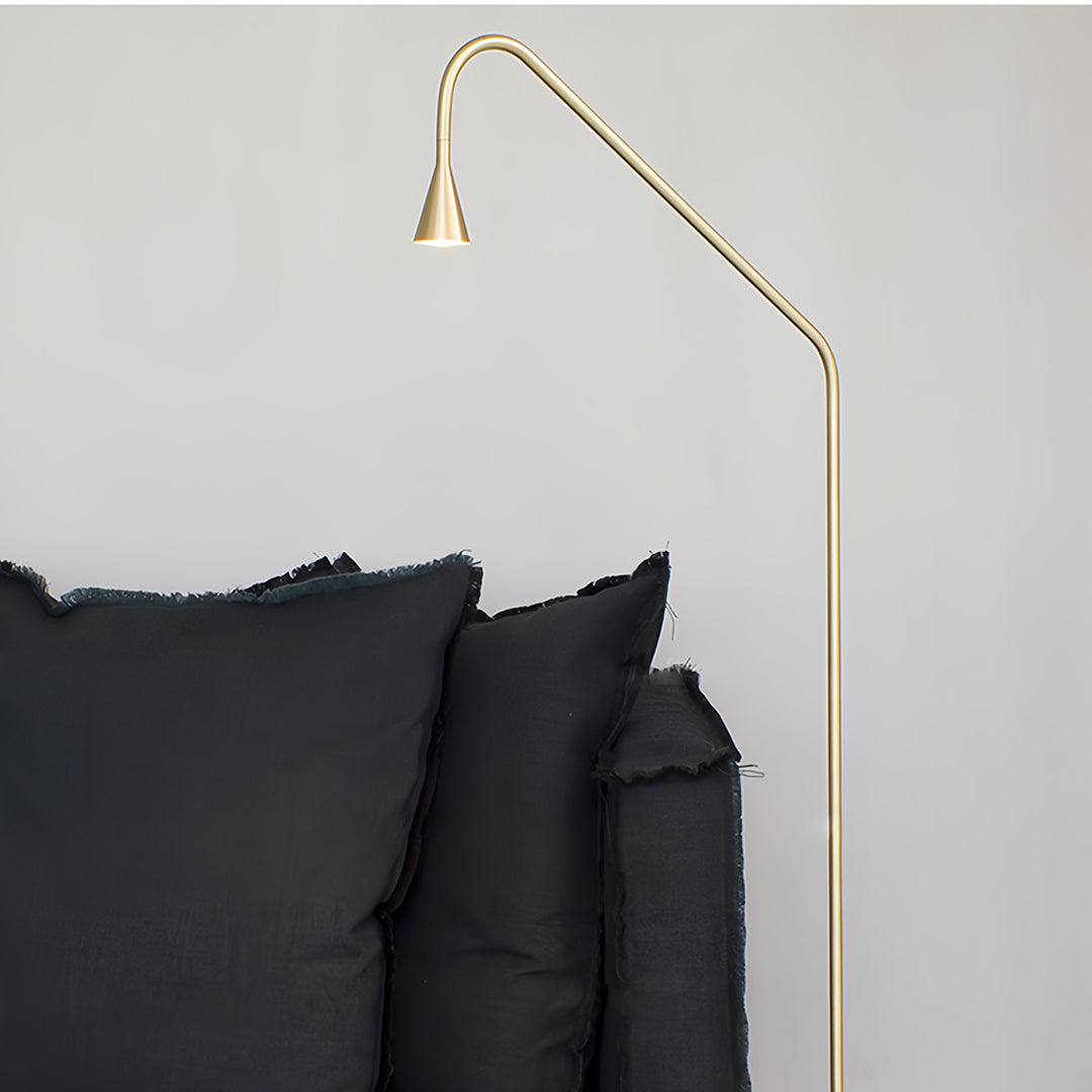 Black and Gold LED Minimalist Floor Lamp - Modern Reading Light