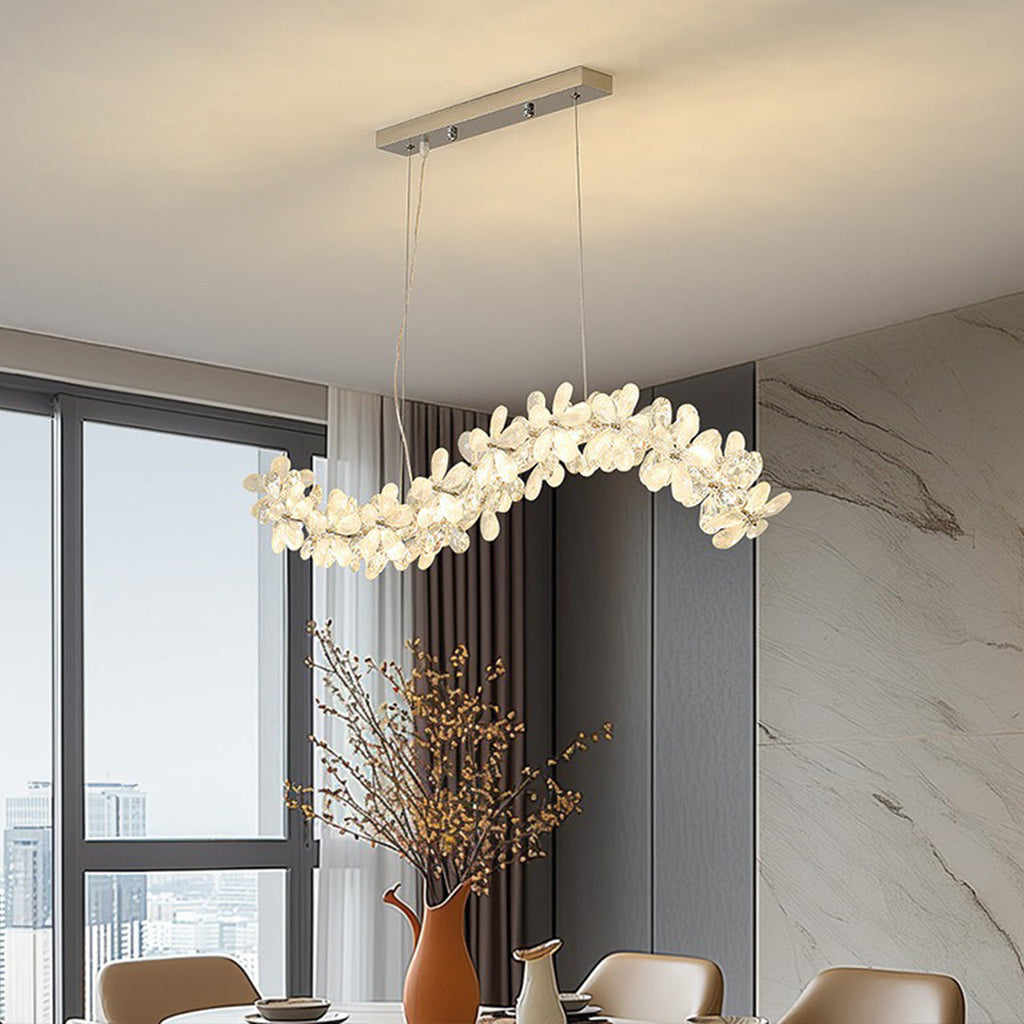 French Flower Crystal Chandelier - Elegant Dining Room Light Fixture