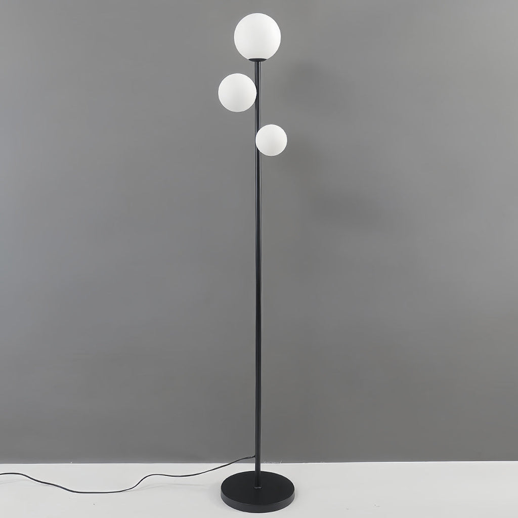 Modern 3-Light Gold Black White Globe Floor Lamp