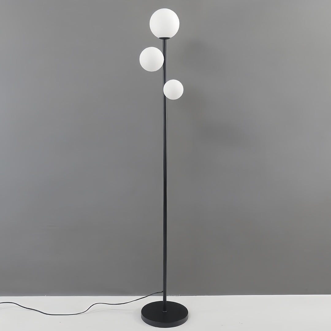 Modern 3-Light Gold Black White Globe Floor Lamp
