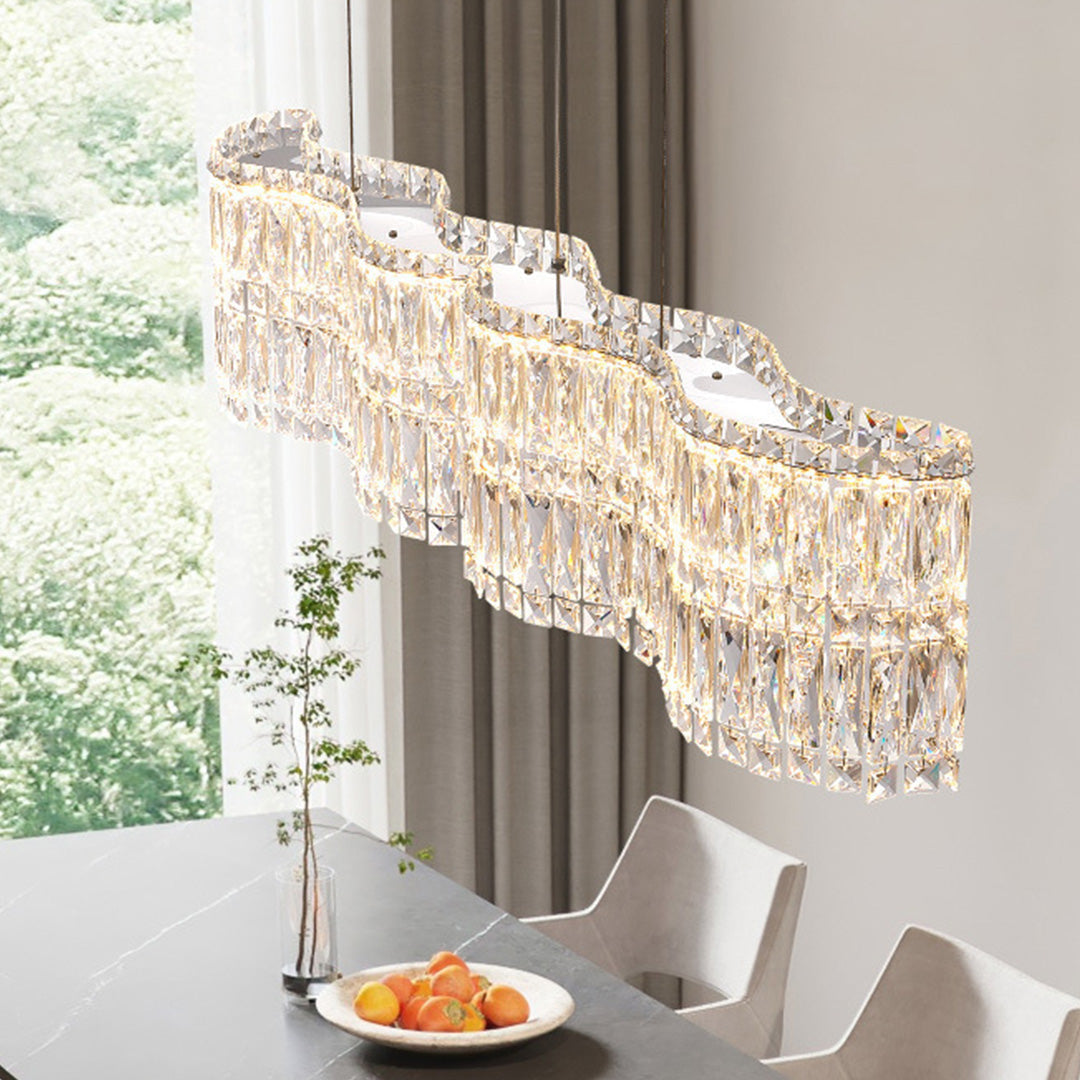 LED Crystal Chandelier Modern Elegant Lighting Minimalist Design