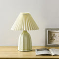 Vintage Pleated Linen Shade Ceramic Table Lamp 1-Light