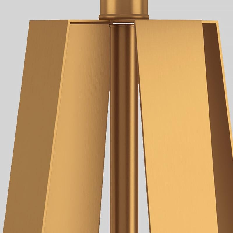 22 Inch Golden Faux Silk Brass Geometric Table Lamp - Modern Lighting Accent