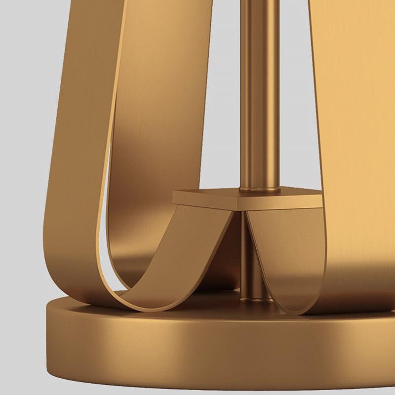 22 Inch Golden Faux Silk Brass Geometric Table Lamp - Modern Lighting Accent
