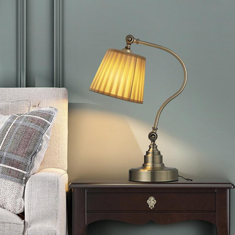 Industrial Metal Desk Lamp with Adjustable Curved Arm Lighting