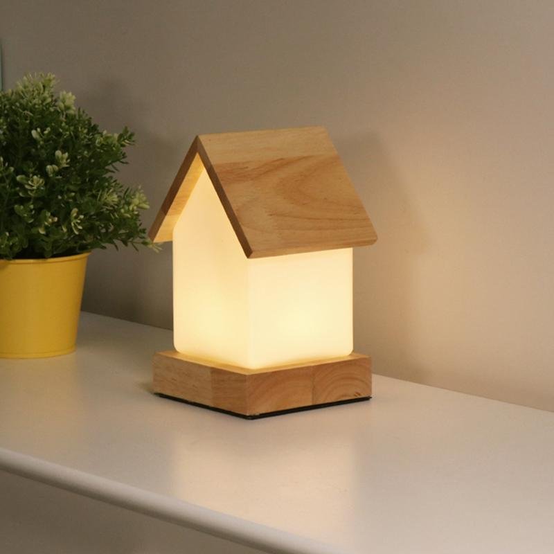 LED Wooden House Lamp for Kids and Babies - Night Light Decor