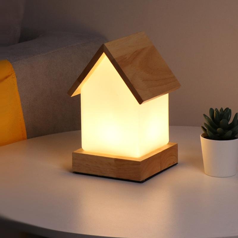 LED Wooden House Lamp for Kids and Babies - Night Light Decor