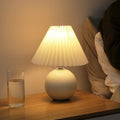 Modern White Globe Ceramic Pleated Table Lamp - Elegant Home Lighting, Contemporary Design, Stylish Room Decor, Unique Accent Lamp, Ceramic Table Light, Interior Illumination