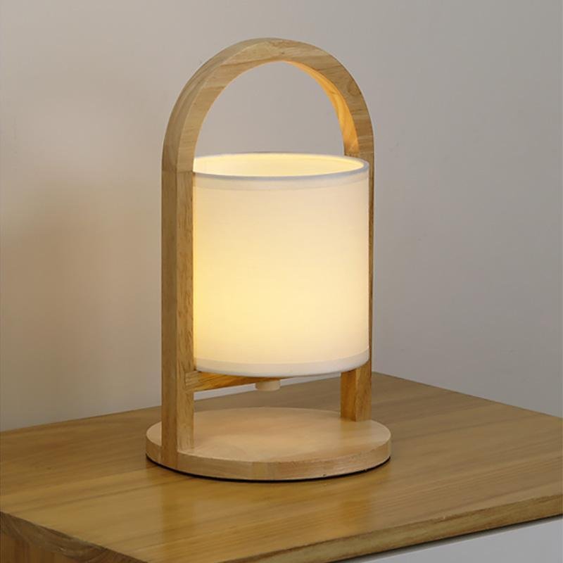 Battery Operated Wood Accent Table Lamp - Portable LED Lighting for Home Decor and Reading