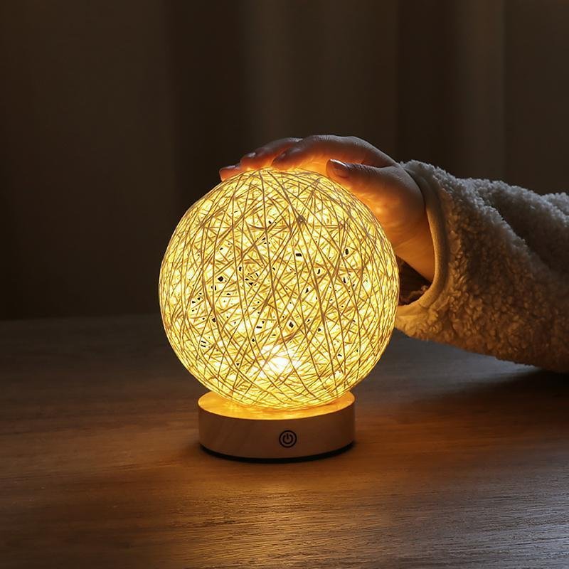 6-Inch LED Rattan Wicker Shade Table Lamp - Natural Lighting Decor