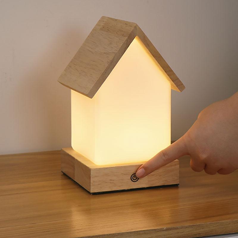 LED Wooden House Lamp for Kids and Babies - Night Light Decor