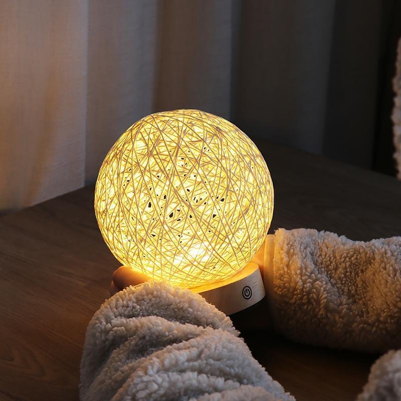 6-Inch LED Rattan Wicker Shade Table Lamp - Natural Lighting Decor
