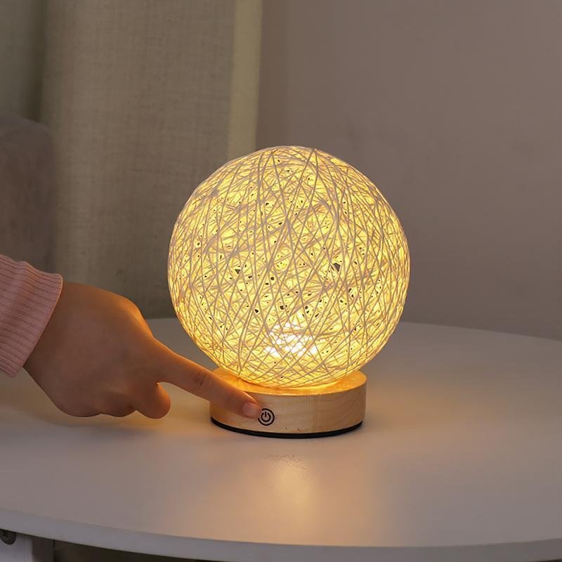6-Inch LED Rattan Wicker Shade Table Lamp - Natural Lighting Decor