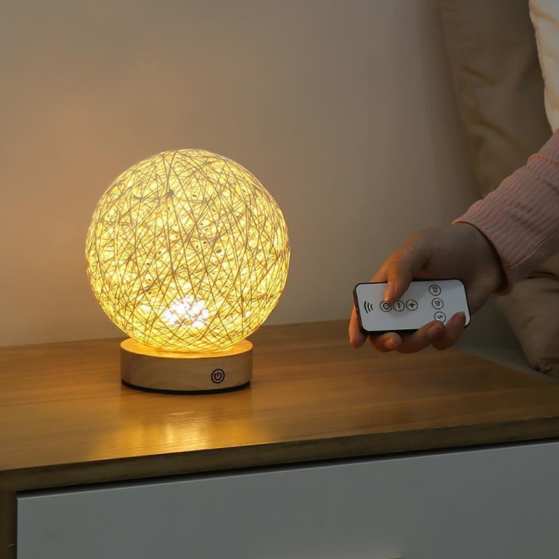 6-Inch LED Rattan Wicker Shade Table Lamp - Natural Lighting Decor