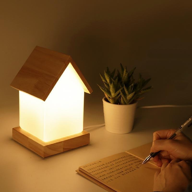 LED Wooden House Lamp for Kids and Babies - Night Light Decor