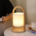 Battery Operated Wood Accent Table Lamp - Portable LED Lighting for Home Decor and Reading