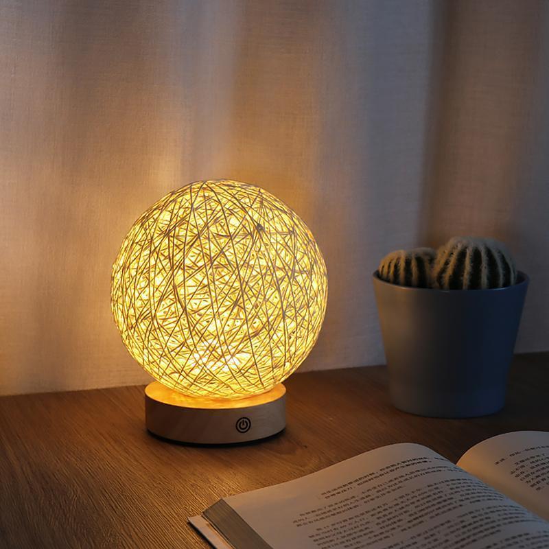 6-Inch LED Rattan Wicker Shade Table Lamp - Natural Lighting Decor