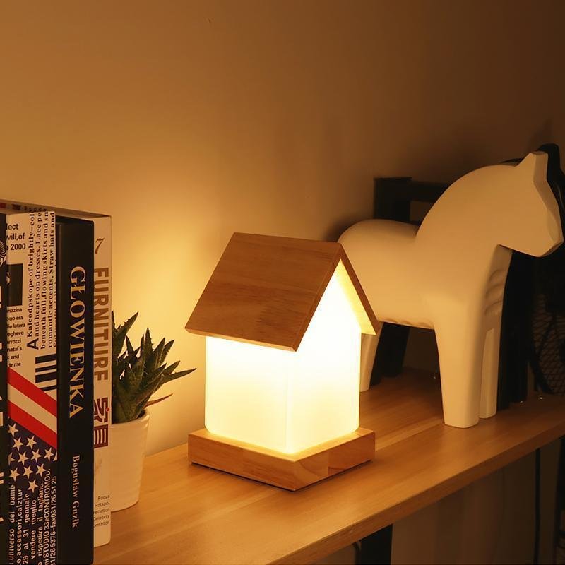 LED Wooden House Lamp for Kids and Babies - Night Light Decor