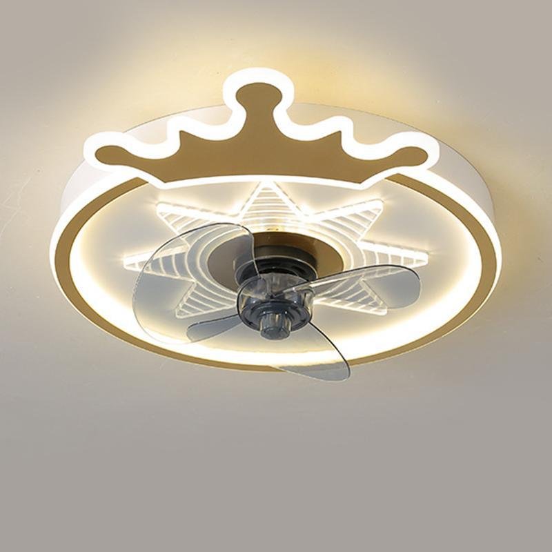 Kids Crown Ceiling Fan with Remote Control - LED Flush Mount Light