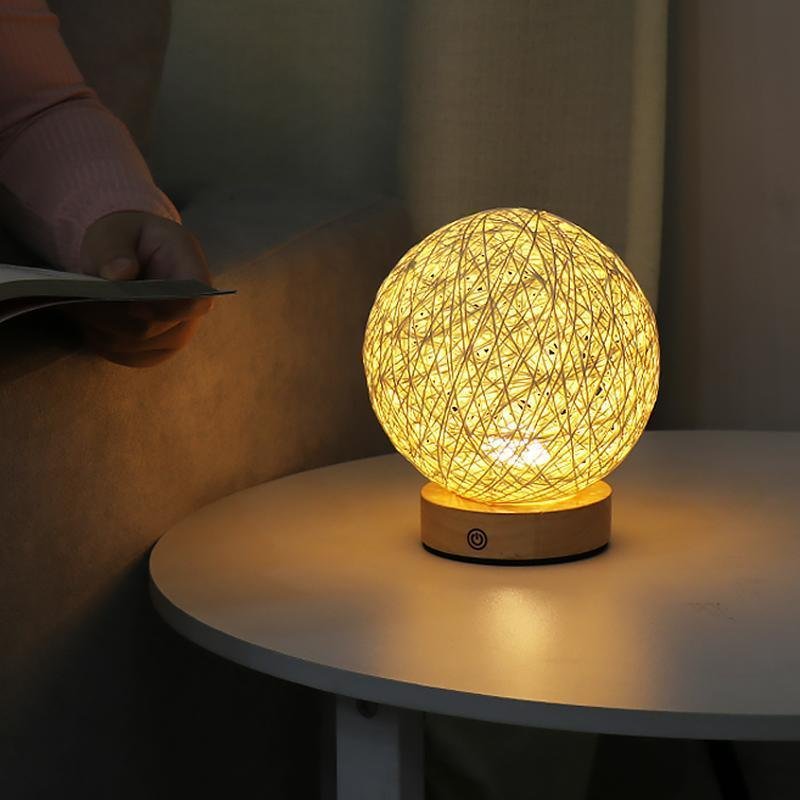 6-Inch LED Rattan Wicker Shade Table Lamp - Natural Lighting Decor