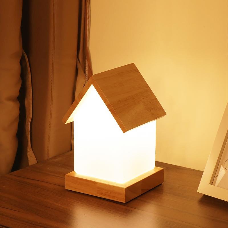 LED Wooden House Lamp for Kids and Babies - Night Light Decor