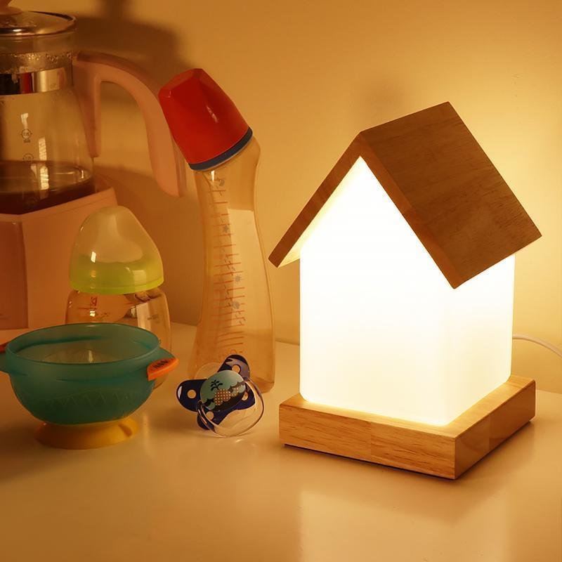 LED Wooden House Lamp for Kids and Babies - Night Light Decor