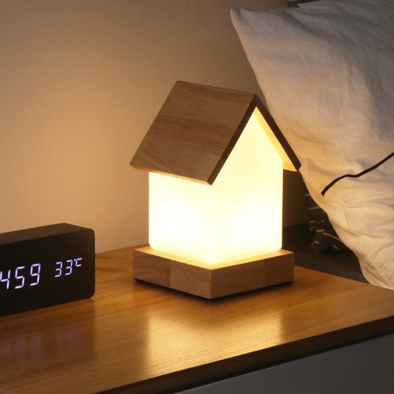 LED Wooden House Lamp for Kids and Babies - Night Light Decor