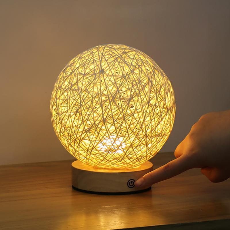 6-Inch LED Rattan Wicker Shade Table Lamp - Natural Lighting Decor