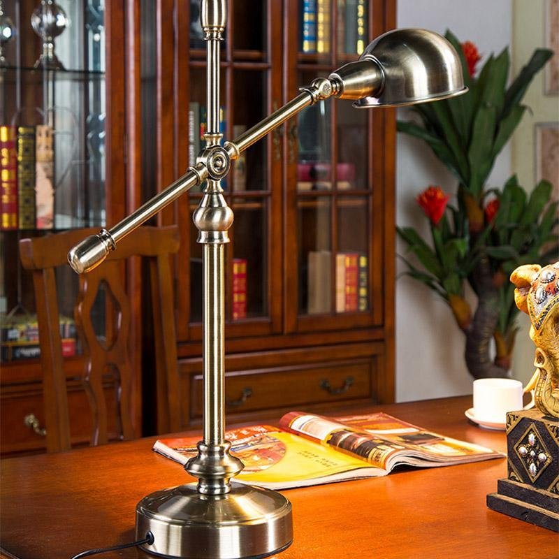 Vintage Metallic Dome Desk Lamp with Flexible Arm for Home Office