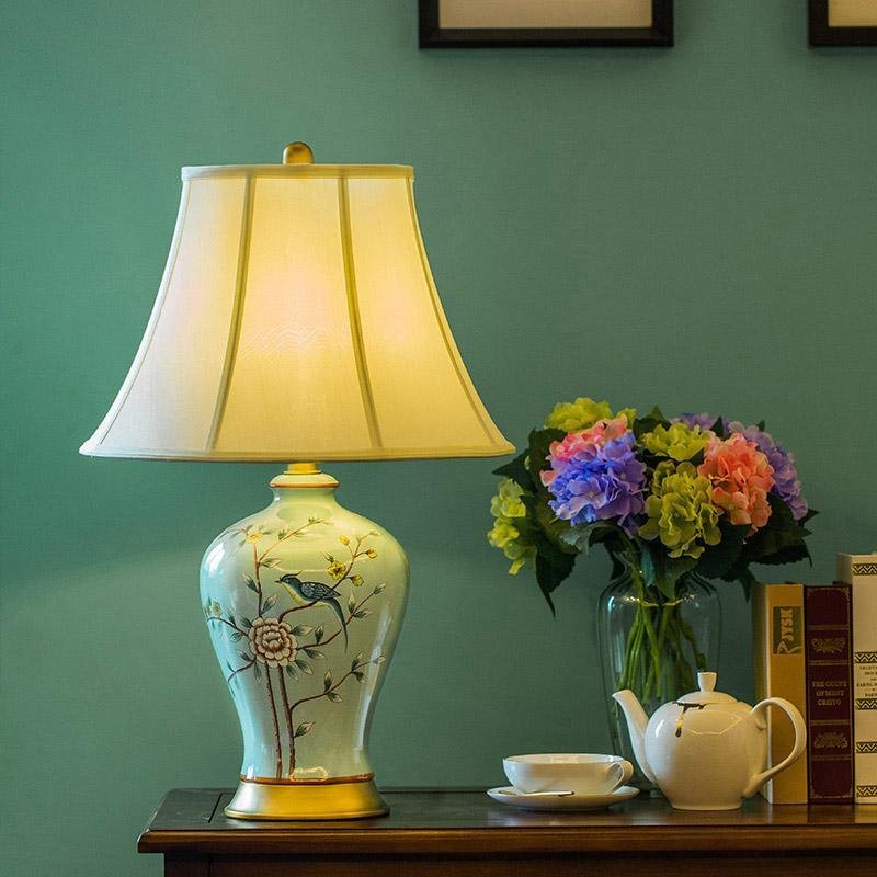 23 Inch Oriental Branches and Birds Porcelain Table Lamp - Elegant Home Decor, Chinese Inspired, Decorative Lighting, Fine Art Lighting, Unique Design, Handcrafted Ceramic Lamp, Living Room Accent, Gifts for Home.