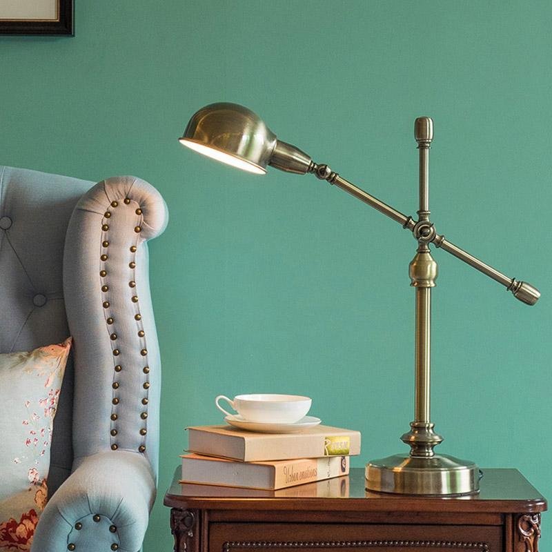 Vintage Metallic Dome Desk Lamp with Flexible Arm for Home Office