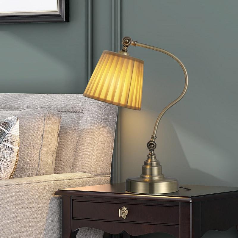 Industrial Metal Desk Lamp with Adjustable Curved Arm Lighting