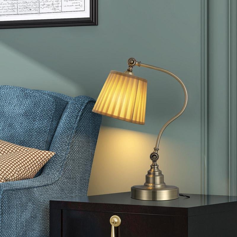 Industrial Metal Desk Lamp with Adjustable Curved Arm Lighting