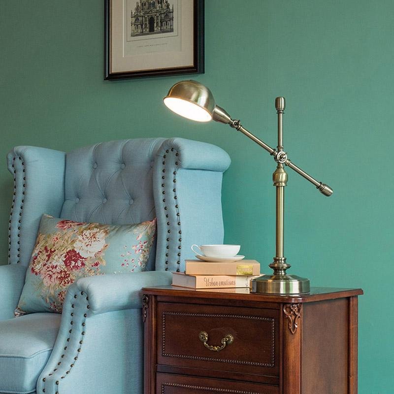 Vintage Metallic Dome Desk Lamp with Flexible Arm for Home Office