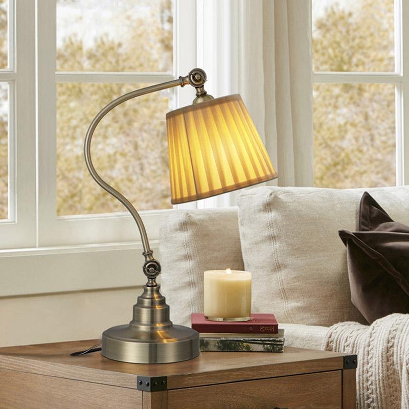 Industrial Metal Desk Lamp with Adjustable Curved Arm Lighting