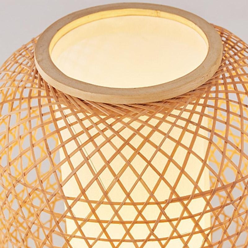 Rustic Bamboo Table Lamp with LED Light & USB Port - Eco-Friendly Home Decor