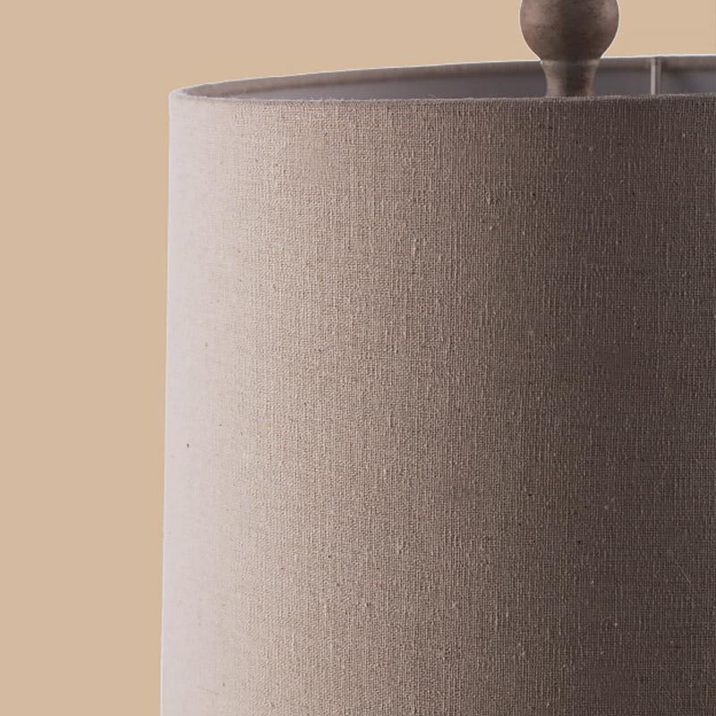Rustic Oatmeal Fabric Shade Rope Stone Table Lamp - Farmhouse Lighting for Cozy Decor