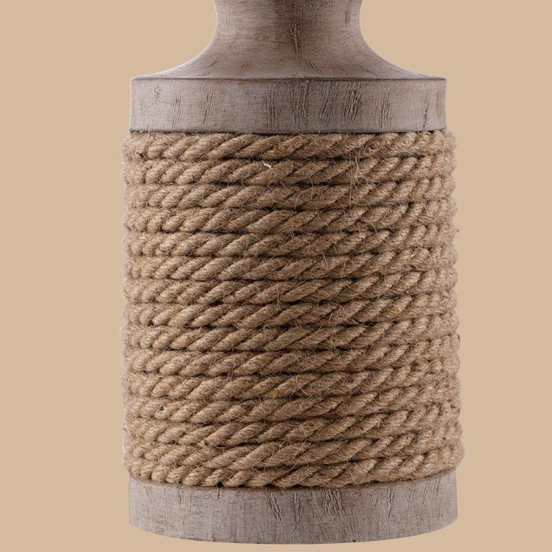 Rustic Oatmeal Fabric Shade Rope Stone Table Lamp - Farmhouse Lighting for Cozy Decor