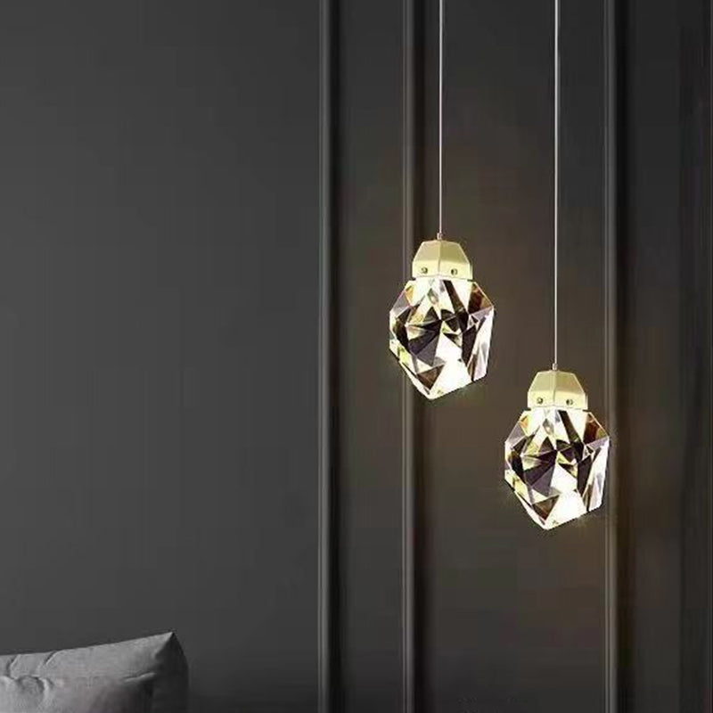 Modern Stone Shape LED Crystal Pendant Light – Elegant Lighting Fixture for Home Decor