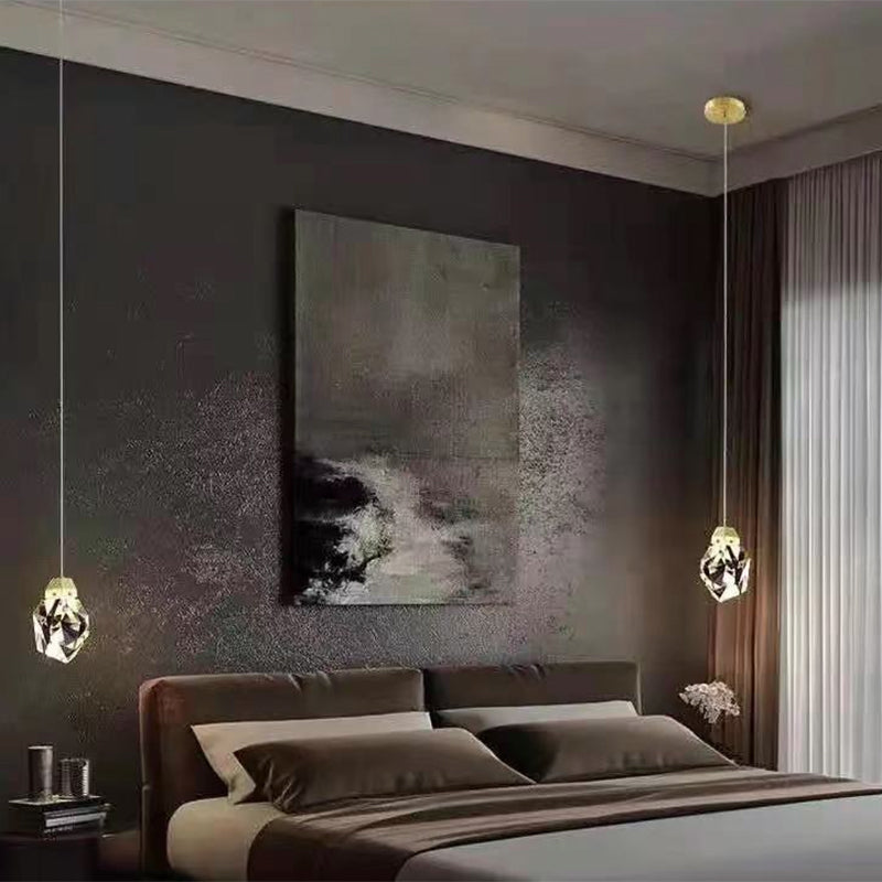 Modern Stone Shape LED Crystal Pendant Light – Elegant Lighting Fixture for Home Decor