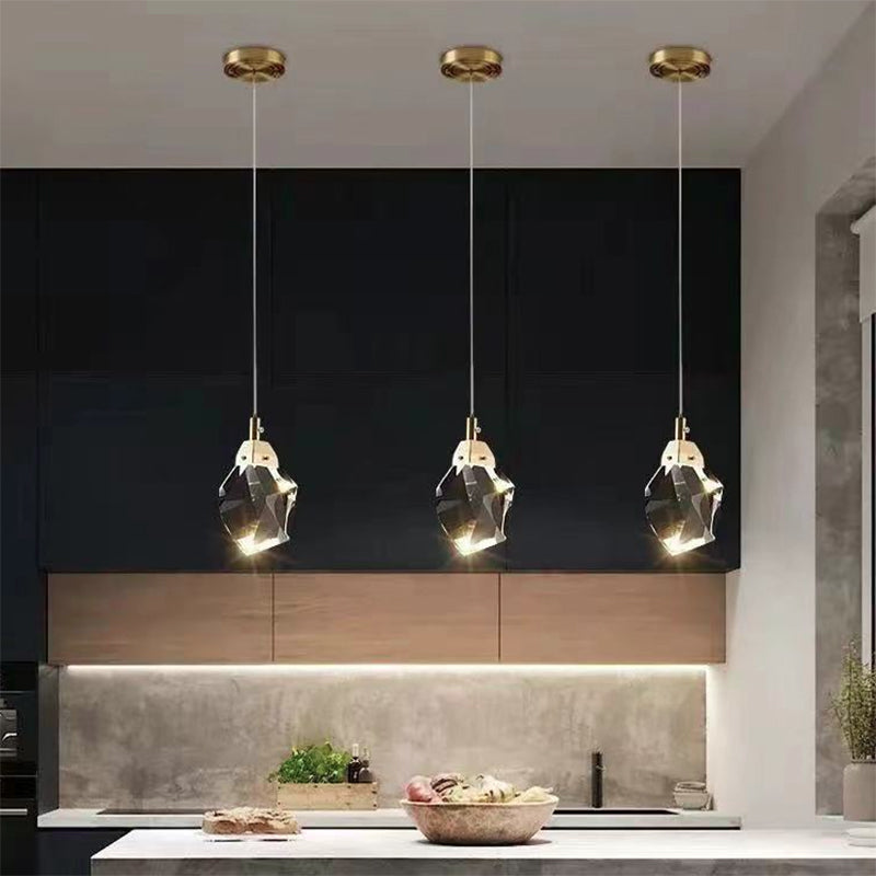 Modern Stone Shape LED Crystal Pendant Light – Elegant Lighting Fixture for Home Decor