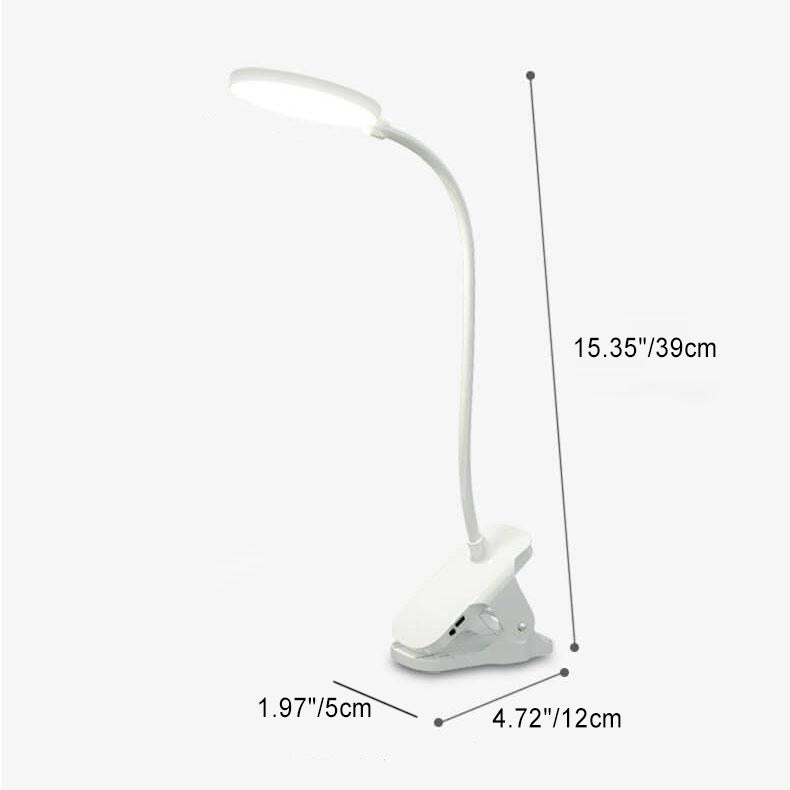 Rechargeable LED Clip Desk Lamp Eye Protection Night Light, Adjustable Brightness, Portable Reading Lamp, USB Rechargeable, Flexible Gooseneck, Dimmable Night Light for Study, Bedroom, Office, Bedside, Travel