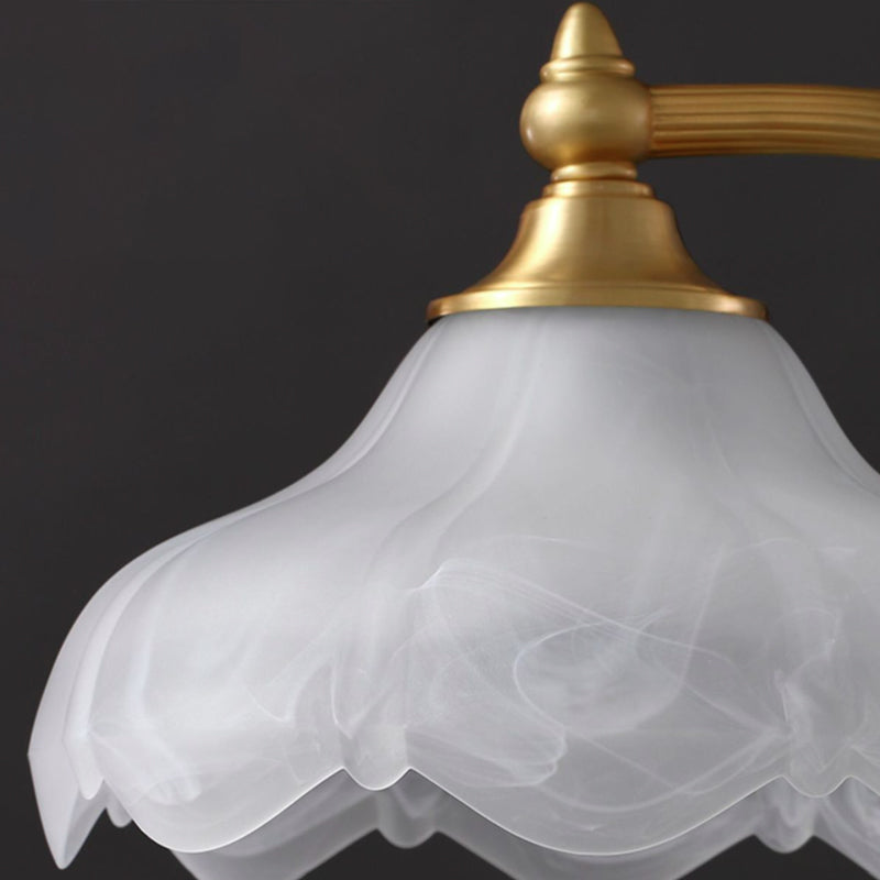 Vintage Copper Glass Petal Shade 1-Light Table Lamp for Bedroom