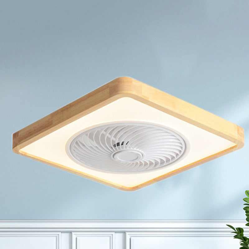 Modern Minimalist Wood Geometric LED Ceiling Fan Light